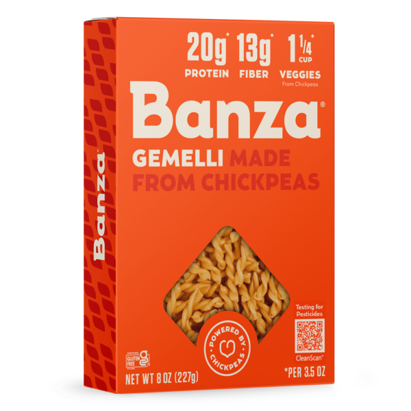 Banza Gemelli Pasta, Gluten Free, High Protein, Lower Carb Same