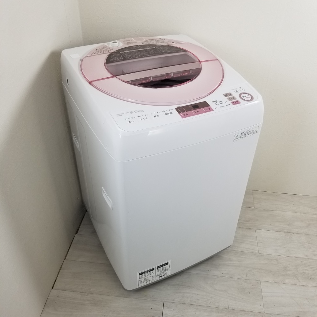 8.0kg 送風乾燥 全自動洗濯機 シャープ ES-GV8A-P 2017年製造