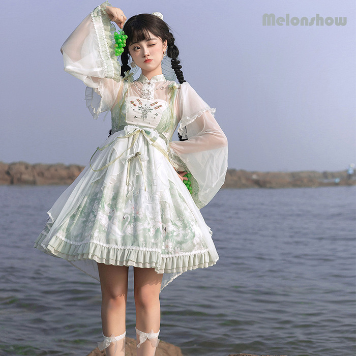 ロリータファッション 【中華ロリータ】パステルグリーンロリータ
