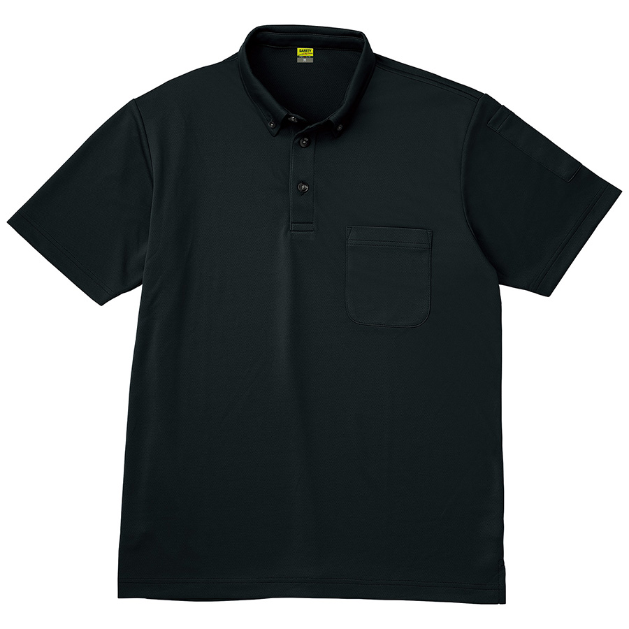 帯電防止 ボタンダウン 半袖ポロ 8026－80 ブラック | 【ミドリ