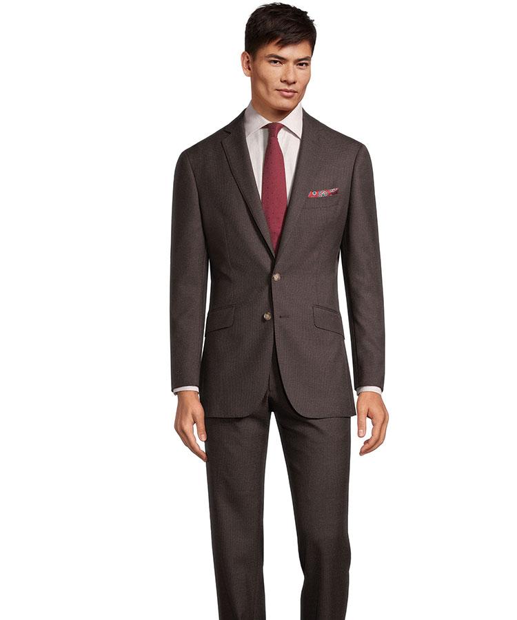 Dark Brown Houndstooth Suit - Oliver Wicks
