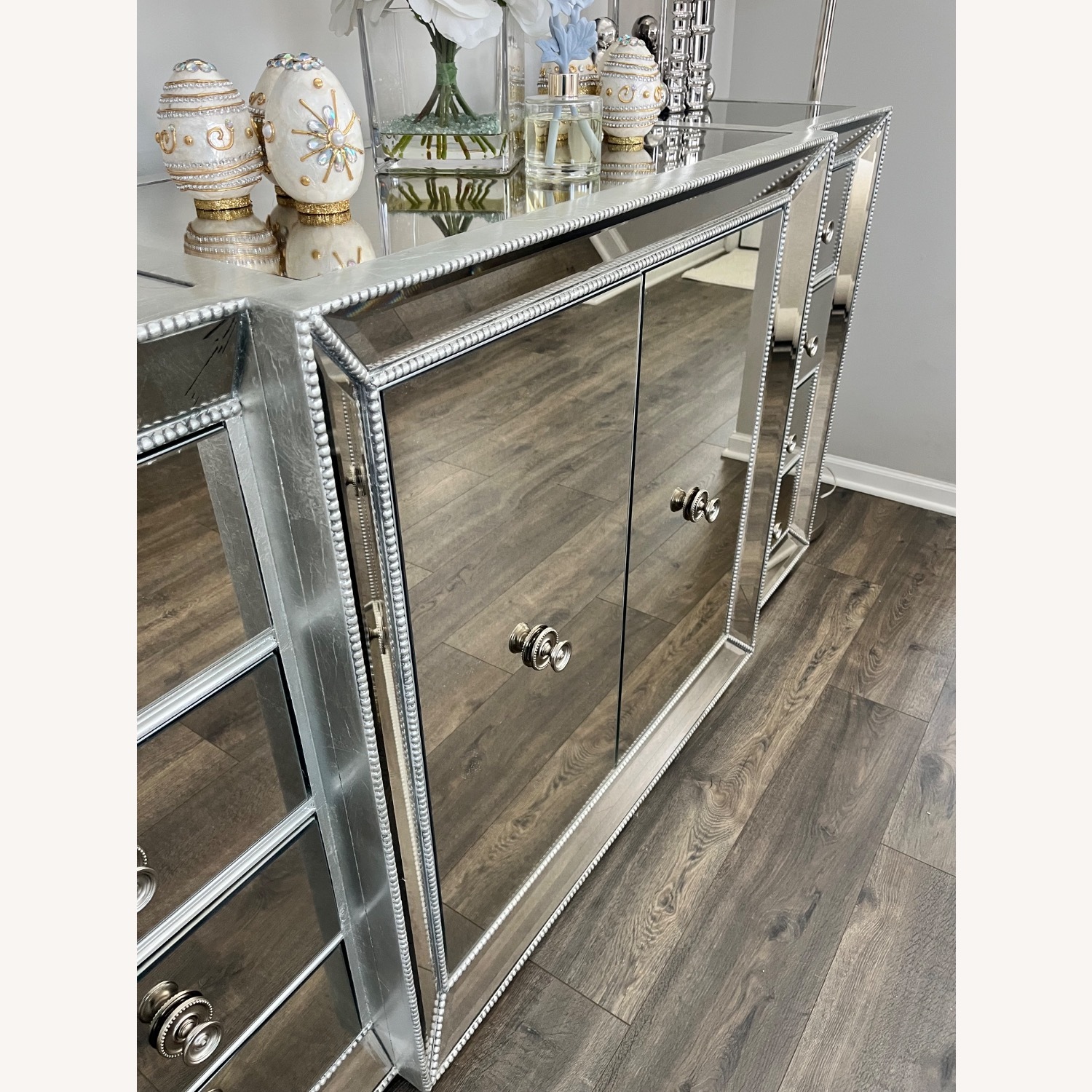 Z Gallerie Omni Silver Mirrored Glass Chest - AptDeco