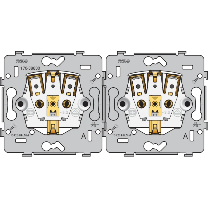 Tweevoudige afdekplaat met 71 mm centerafstand, Niko Original cream