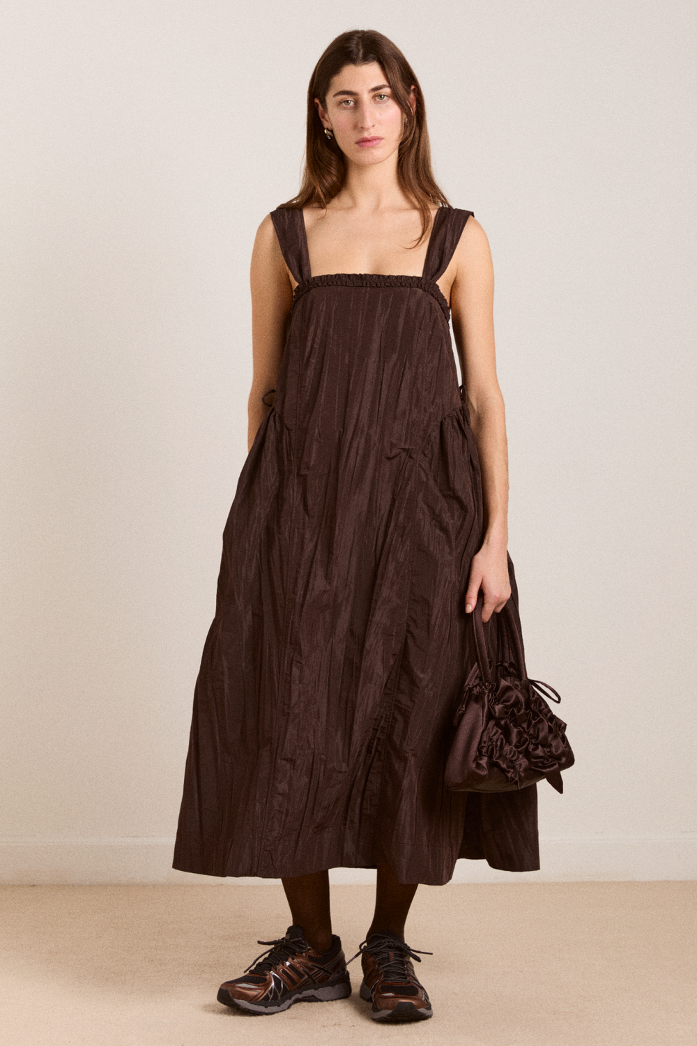 elina midi dress - choc taffeta – Damson Madder