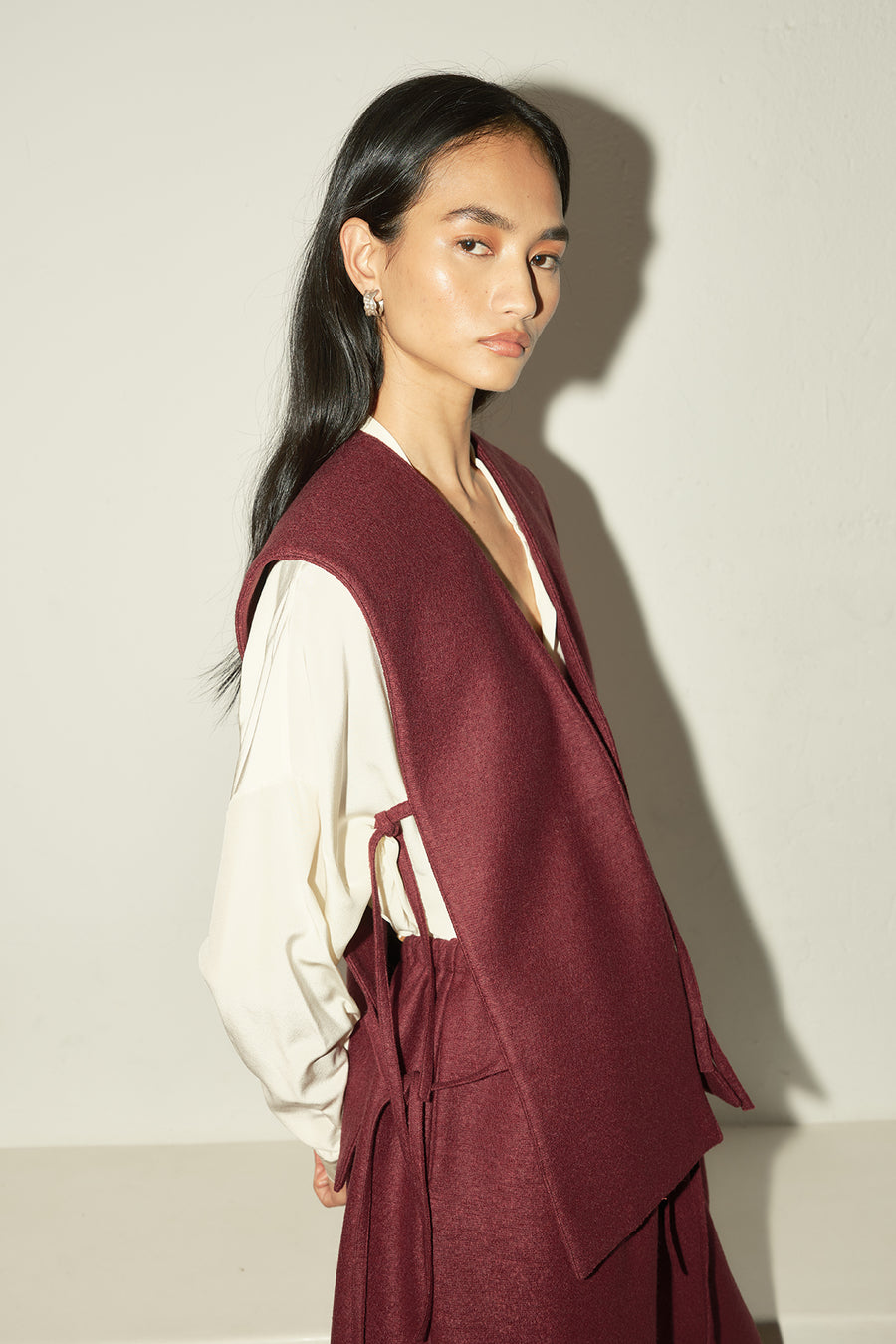 Burgundy Heavy Boiled Wool Vest – DATURA