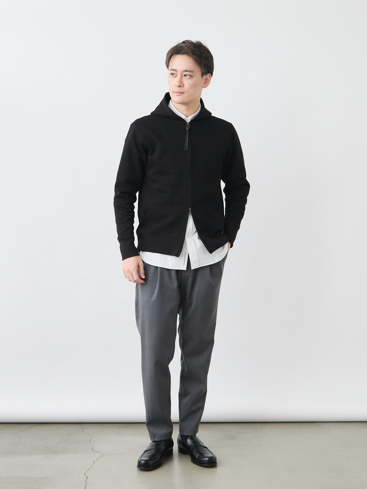 超高密度ジップアップパーカー/スマートスタイル/ブラック | Factelier