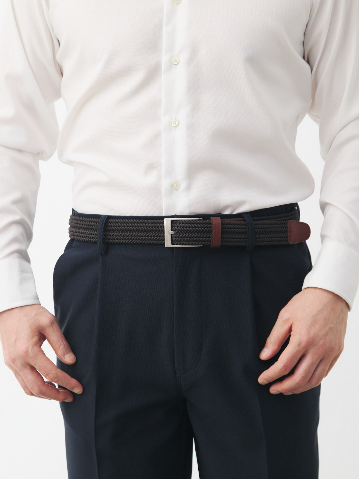 熟成ラバーメッシュベルト with トスカーナレザー/ブラウン