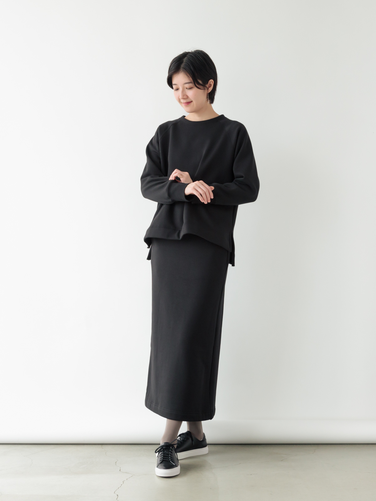 シルクタッチの高密度ブランケットスカート/ブラック | Factelier