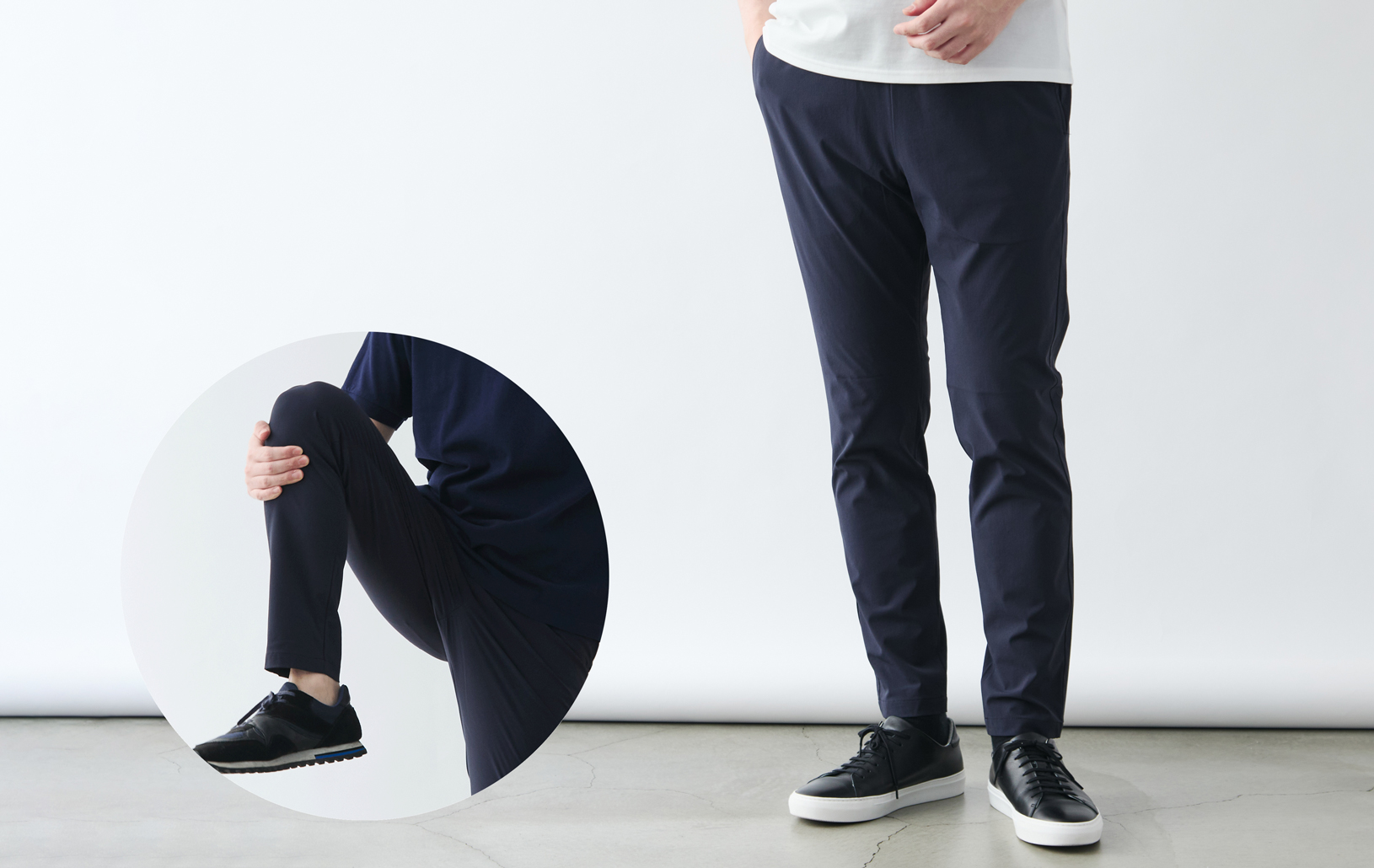 スマートシルエットの超軽量ストレッチパンツ/スリムフィット/ブラック