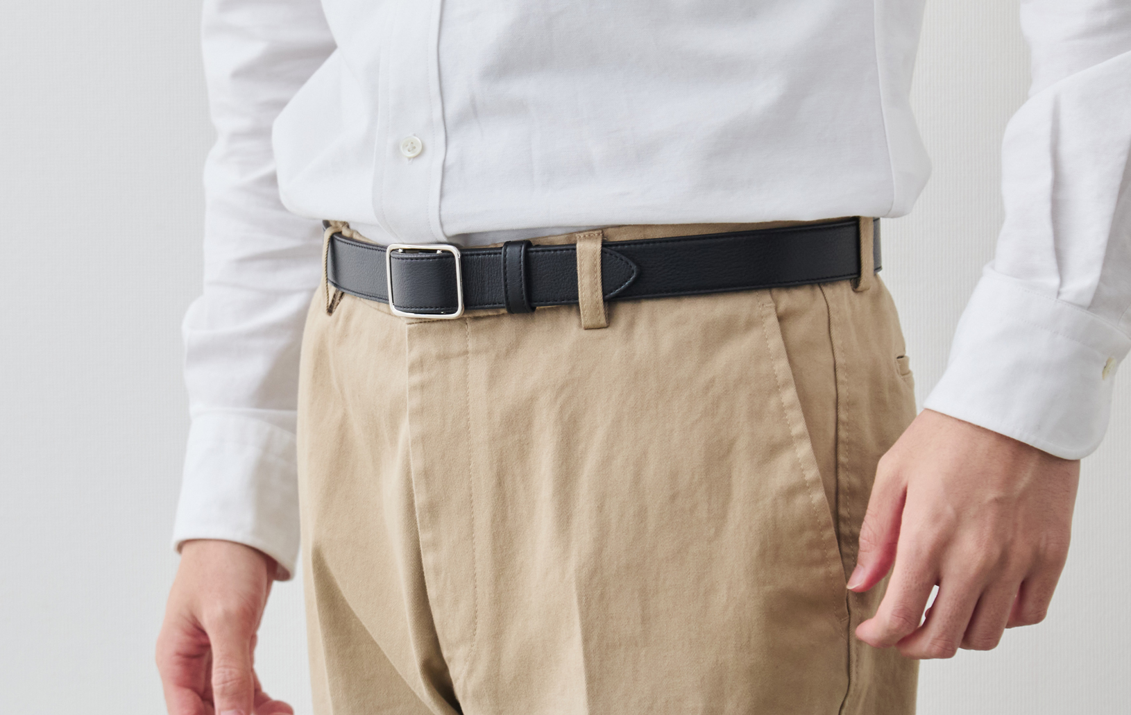 超軽量フレキシブル・レザーベルト/ドレス&カジュアル/ブラック