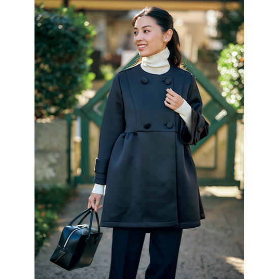 優待価格[THREE SQUARE]ペプラムダブルコート | KOBUNSHA SELECT SHOP