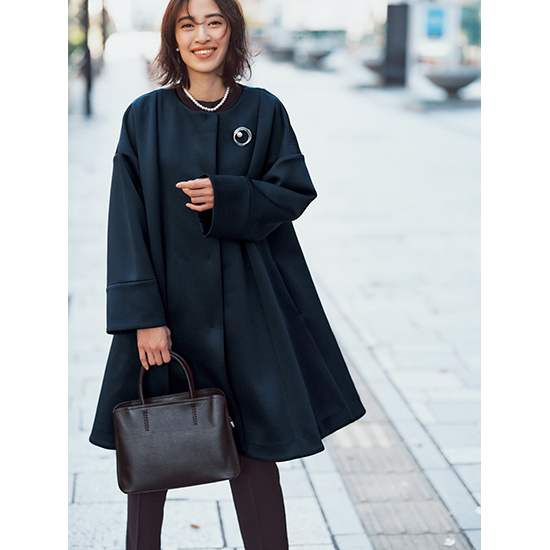 ALEGRE]ストレッチポンチノーカラーコート | KOBUNSHA SELECT SHOP