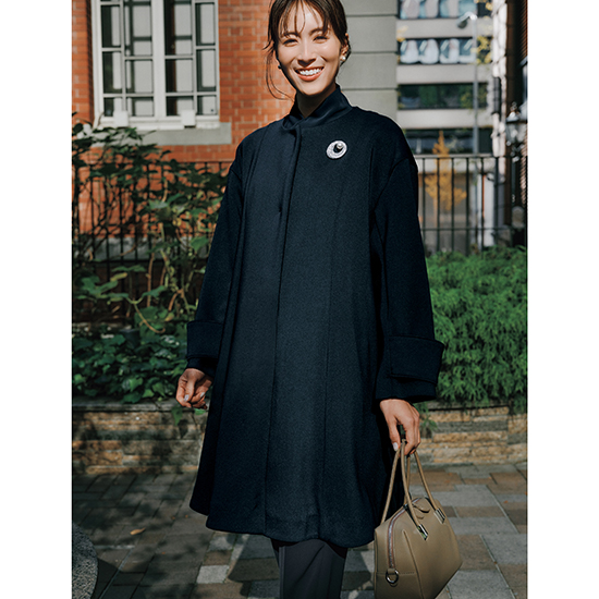 ALEGRE]ストレッチポンチノーカラーコート | KOBUNSHA SELECT SHOP