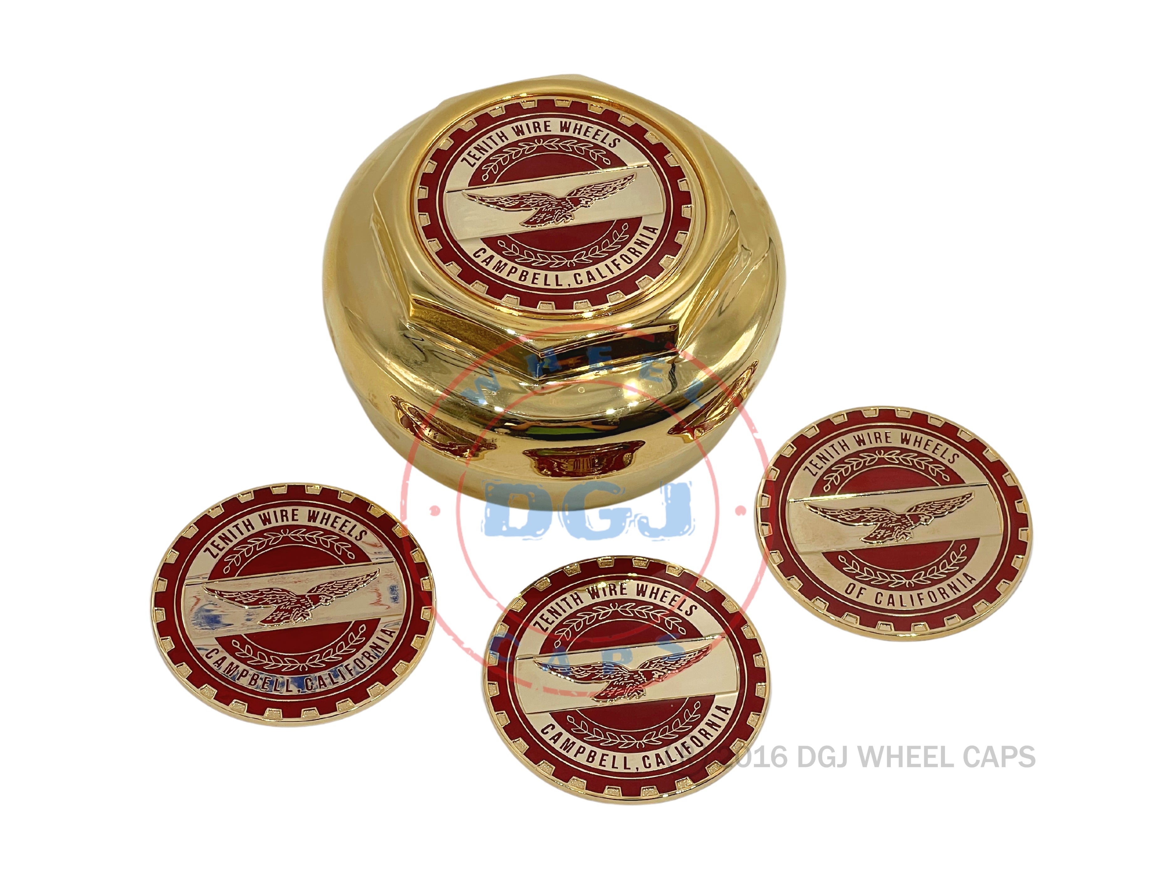 Zenith Eagle Gold Lowrider Wire Wheel Metal Chips Emblems Size