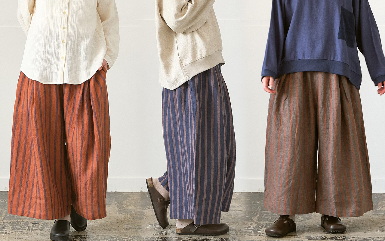 ガウチョパンツ リネンストライプ | パンツフルレングス | 【公式】D*g