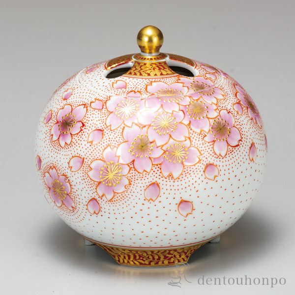 送料無料】 香炉 金襴手桜 3号 / お香 線香 リラックス 仏具 人気