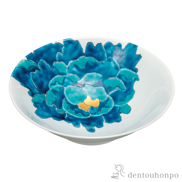 鉢 色絵青牡丹図 8号 / 和食 セット おつまみ 朝食 煮物 九谷焼 ≪在庫