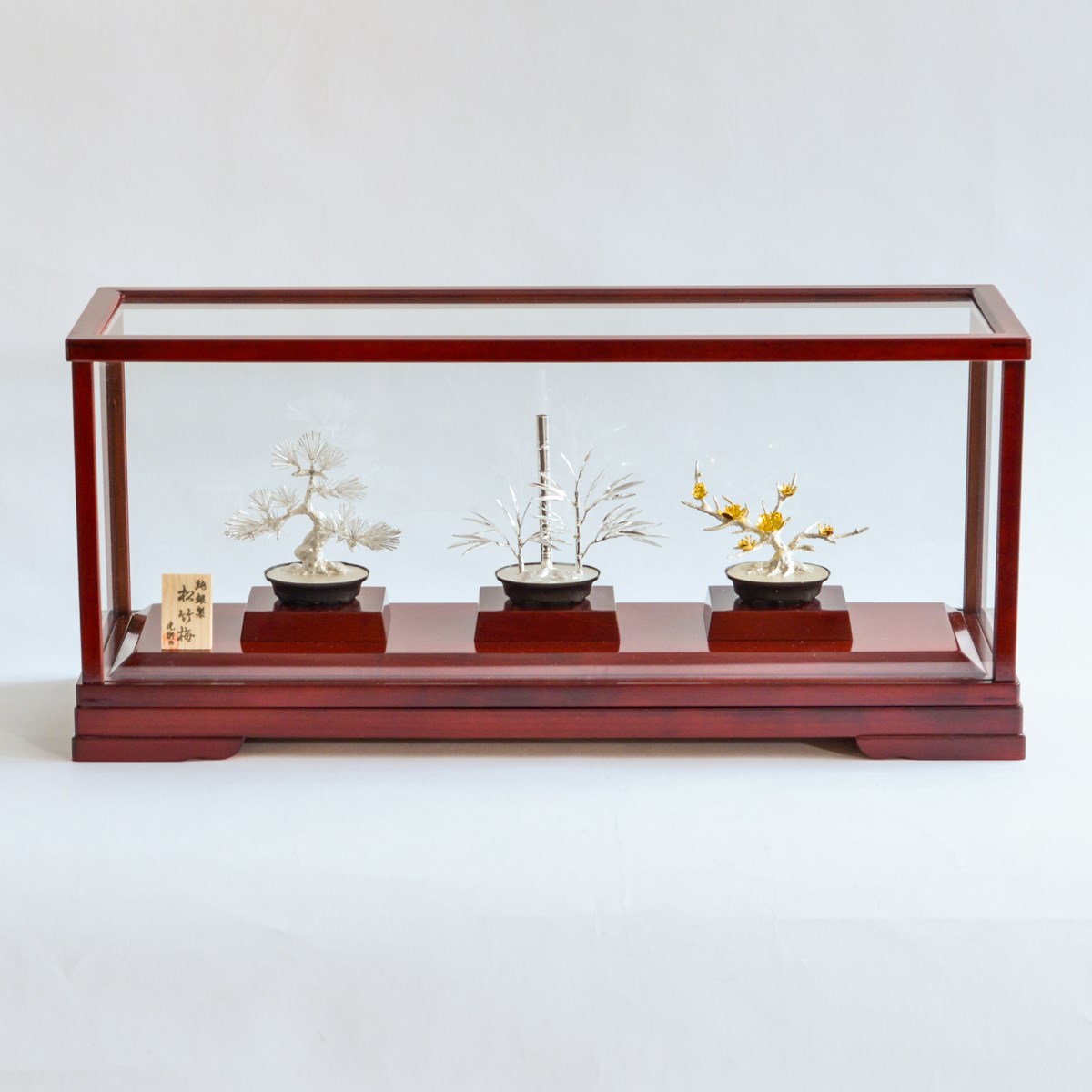 送料無料】 銀製 盆栽 松竹梅 3点セット 特小 / 高級 コレクション