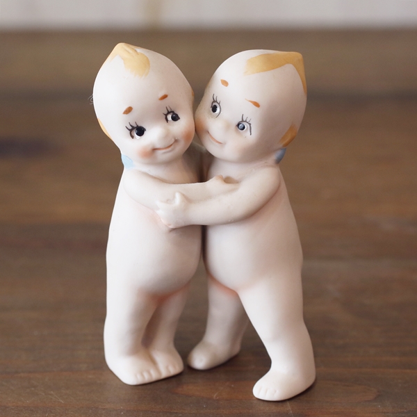 ビスクドール 陶器製キューピー人形 ツインズ アンティーク品（タ3582