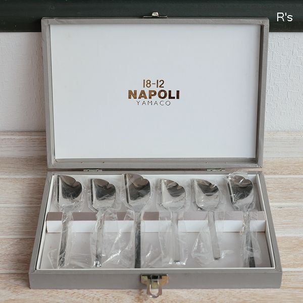 YAMACO 18-12ステンレス NAPOLI 菓子スプーン 6本セット 未使用品