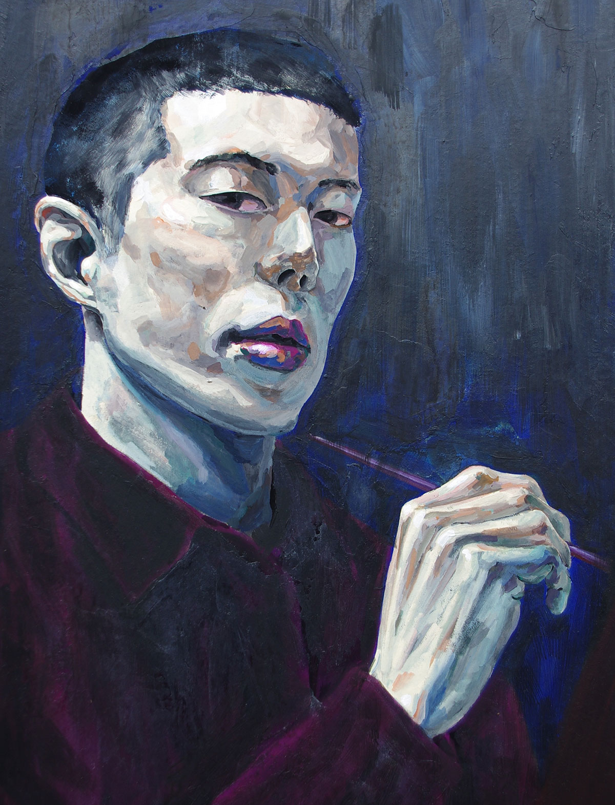 アクリルガッシュ自画像制作過程 | でなおしデッサン塾