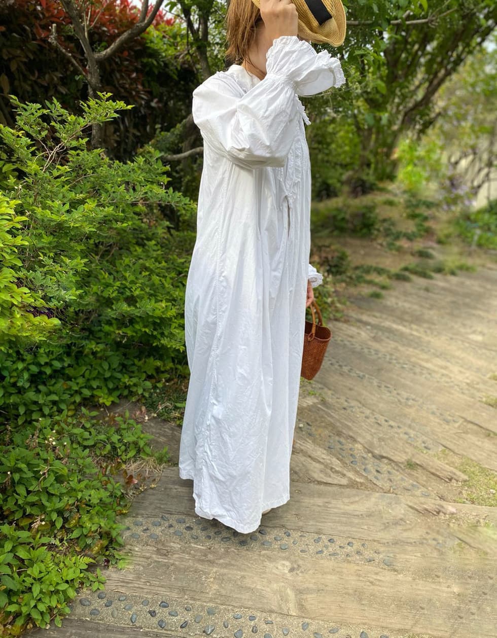 フランスアンティークレースカラーナイトドレス