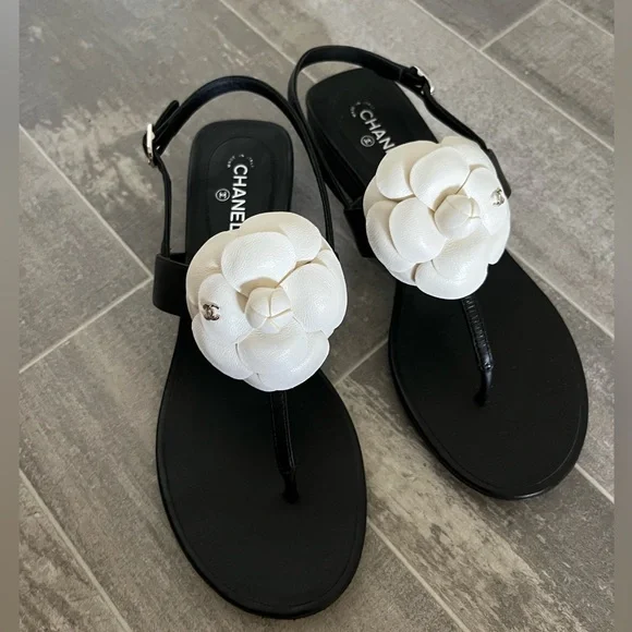 CHANEL | Shoes | Chanel Camellia Thong Sandals | Poshmark