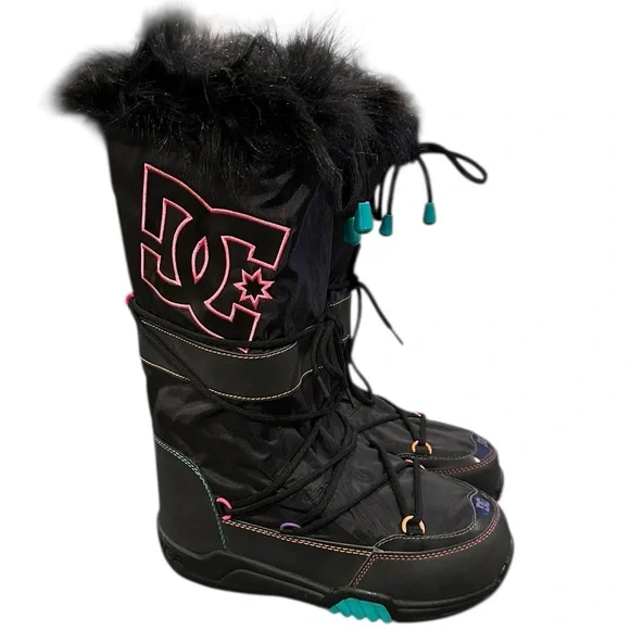 DC | Shoes | Dc Chalet 2 Se Black Teal Pink Faux Fur Trim Winter