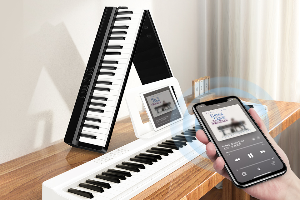 Terence V20，88鍵藍芽折疊鋼琴(白色) ，摺疊鋼琴，可外出攜帶充電使用