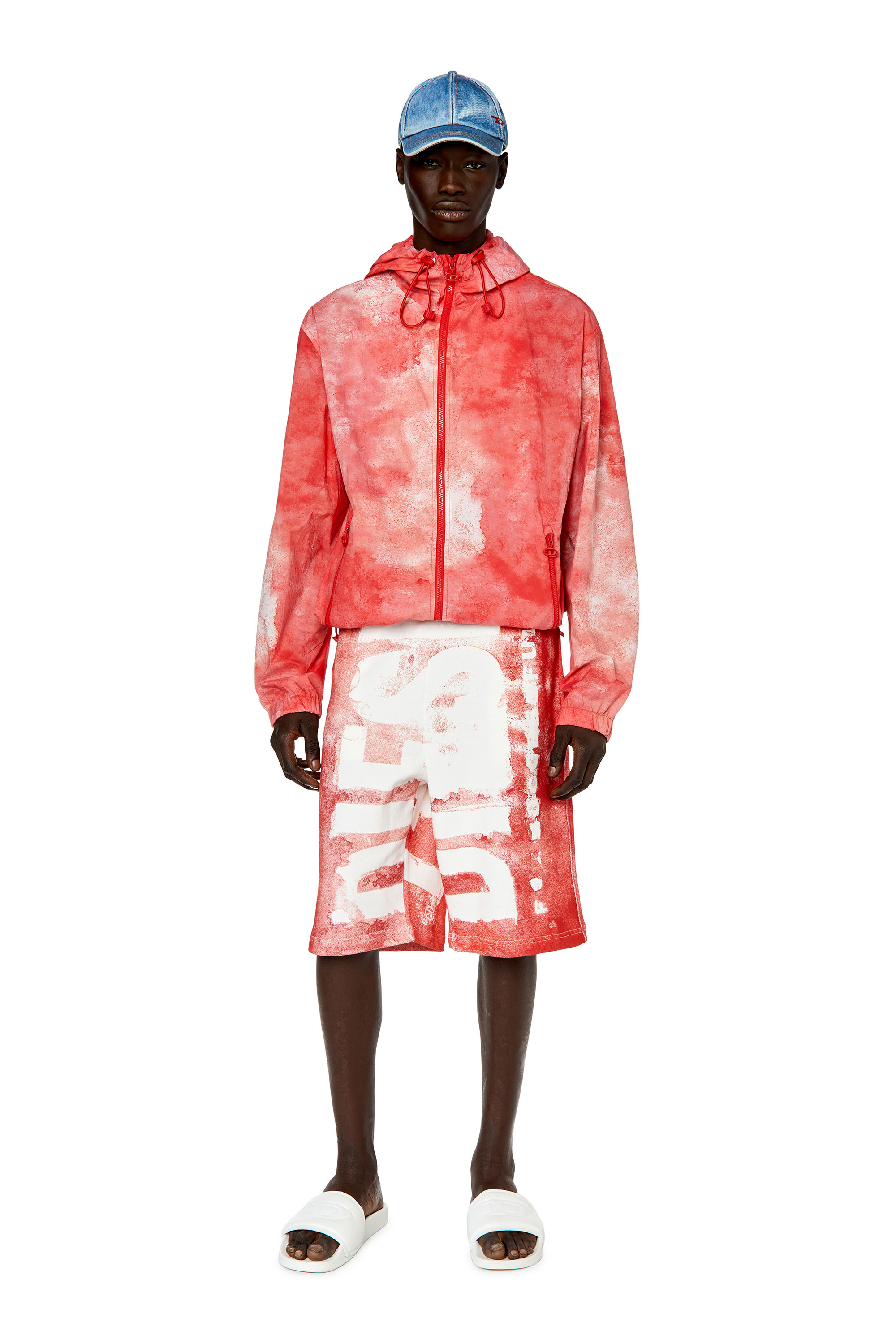 J-WARRETT-LOGO Man: Watercolour-effect windbreaker with logo | Diesel