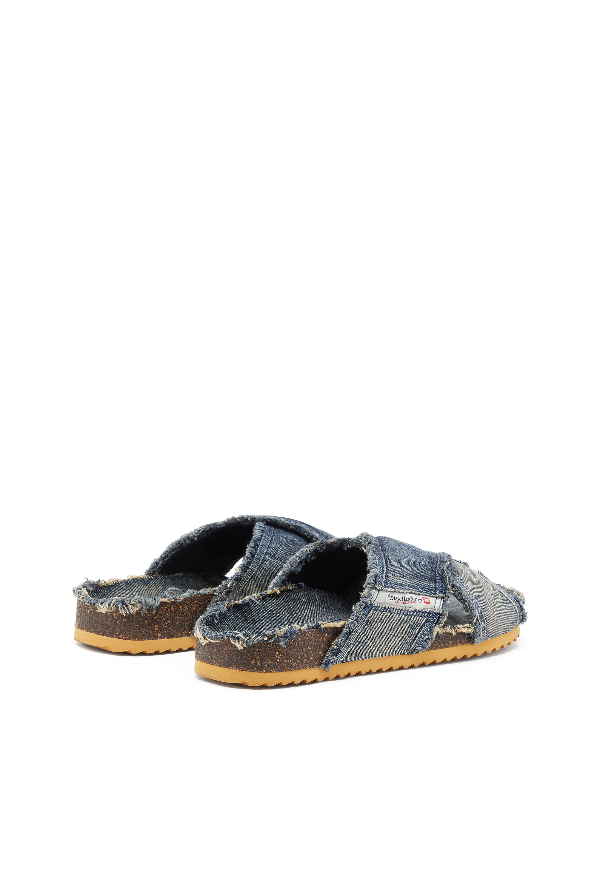 Men's D-Woodstock-Crossover slides in frayed denim | Blue | Diesel