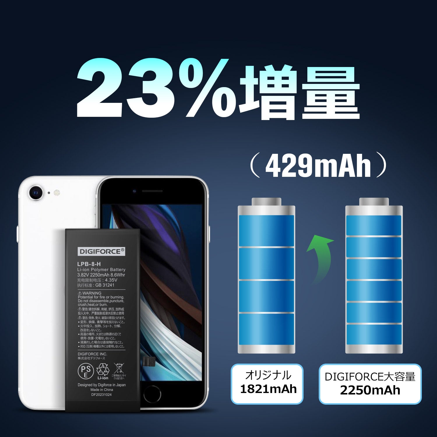 iPhone 8】大容量互換バッテリー 2250mAh S-IP8H – DIGIFORCE