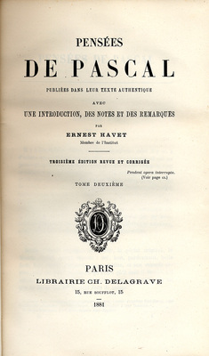 Pensees De Pascal - Vol. 2