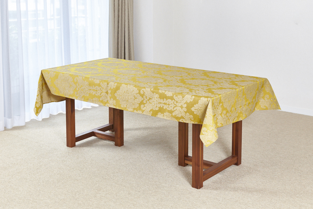 エルメス　馬柄　ホース　テーブルクロス　リネン　麻　ライトイエロー　黄色　未使用 ベラルーシリネン テーブルクロス（テーブルクロス）｜Madu（マディ