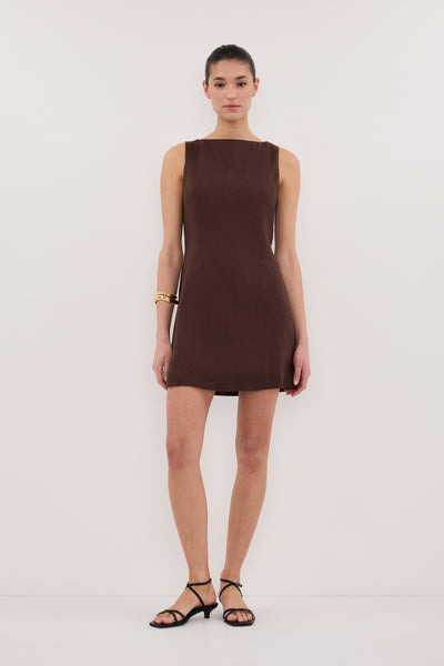 LACY COCOA LINEN MINI DRESS – DISSH