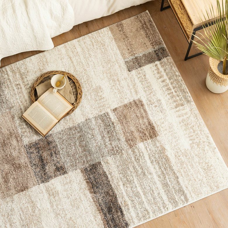 モザイクラグ 133×190 ウィルトン織 モザイクタイル柄 ヴィンテージ調