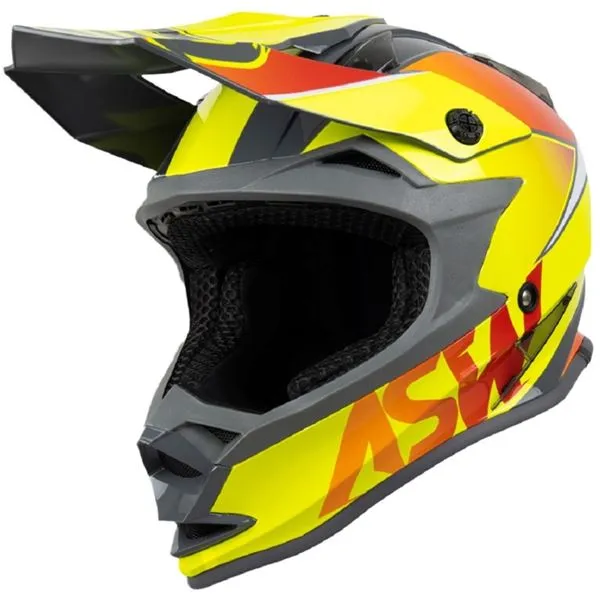 Capacete ASW Fusion Hubble - Amarelo/Laranja/Cinza - Grid Motors