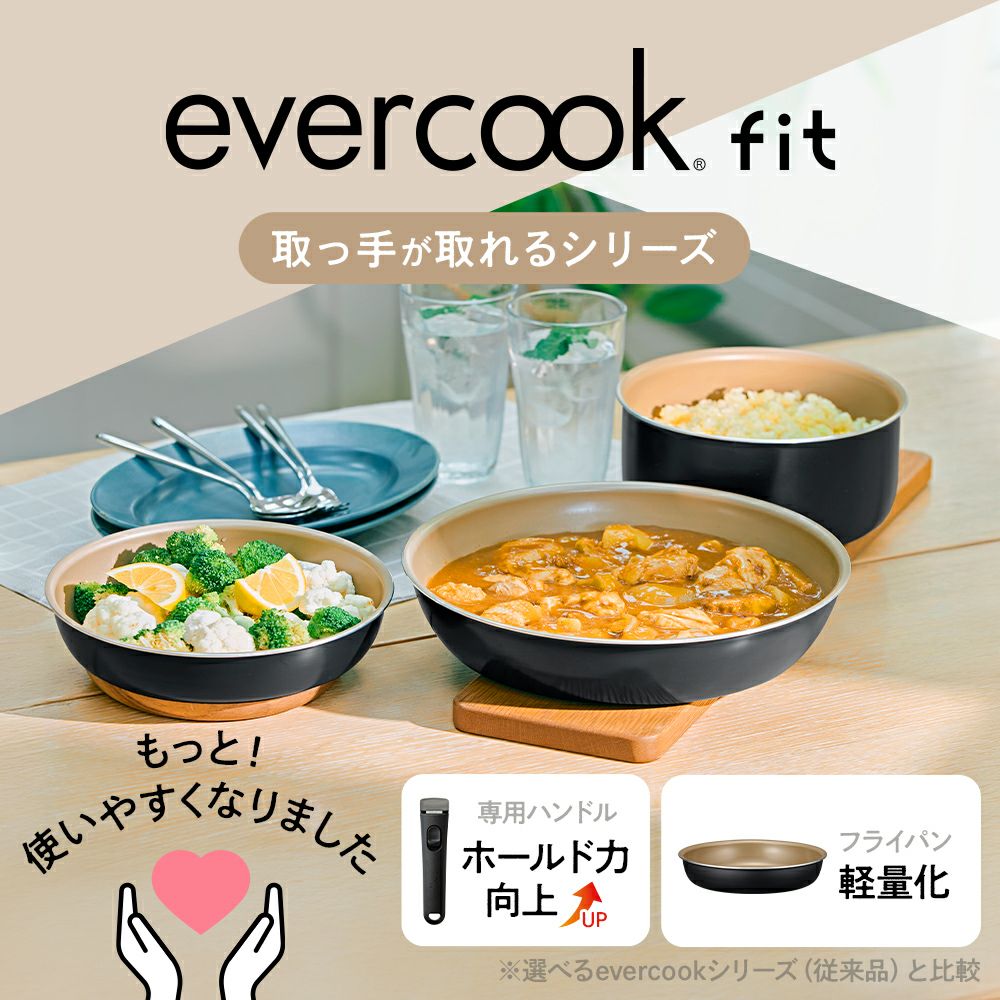 evercook fit (エバークック フィット) IH対応 着脱式 フライパン
