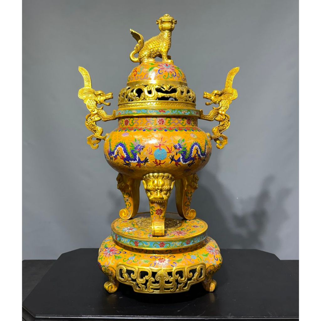 中国古美術・旧蔵粉彩陶磁器の花瓶・純銀の花飾り台座・置物・純手描き