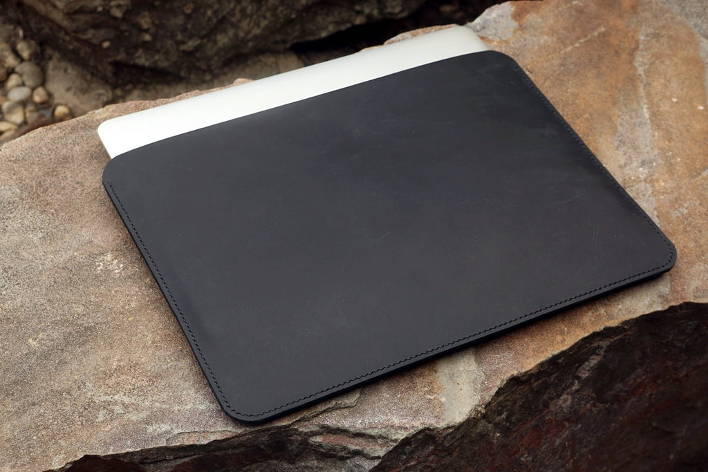 Black leather macbook pro air case sleeve – DMleather
