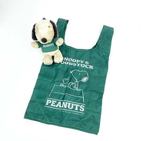 dショッピング |スヌーピー ぬいぐるみエコバッグ グリーン マルシェ