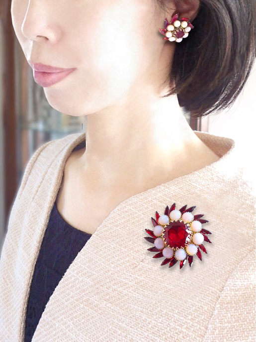 ジュディーリー レッドオパール ブローチ | 送料無料 - コスチューム