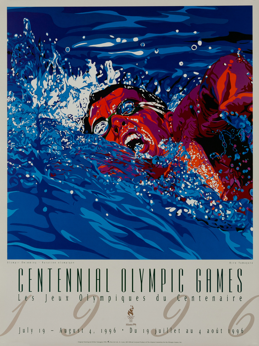 Original 1996 Atlanta Olympics Poster Swimming (Yamagata) | David