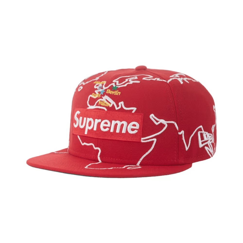 New Era x Supreme Boné Worldwide Box Logo Red - Droper