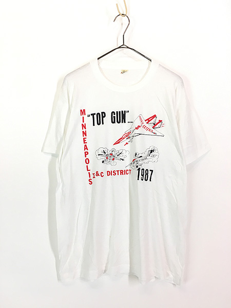 古着 80s USA製 TOP GUN トップガン 戦闘機 オールド Tシャツ XL