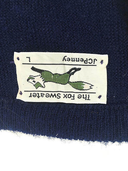 古着 80s JC Penney The Fox Sweater キツネ ワッペン アクリル ニット