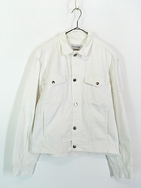 古着 90s CK Calvin Klein ホワイト デニム ジャケット Gジャン L 古着