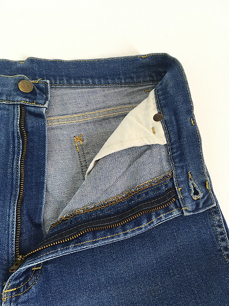 古着 70s USA製 Lee ヒゲ 縦落ち ブルー ストレッチ デニム パンツ