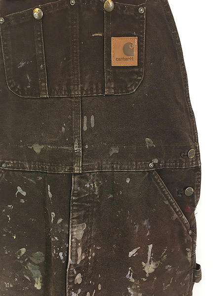 古着 Carhartt 防寒 パデット ペンキ ダーク ブラウン ダック Wニー