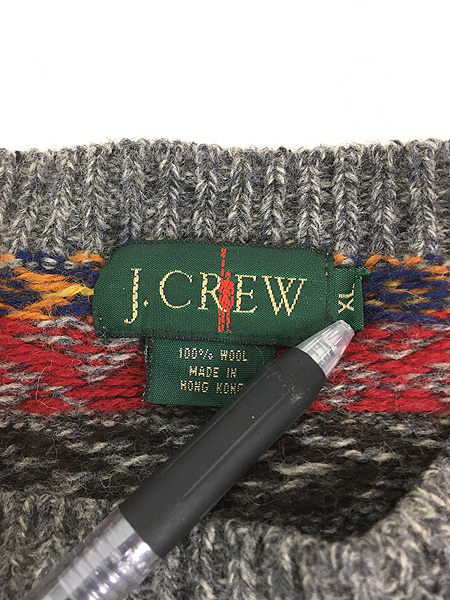 古着 90s J Crew ネイティブ フェアアイル ボーダー ウール ニット